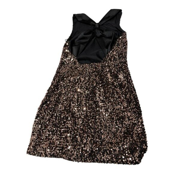 MILLY Vivi Gold Tinsel Sequin Mini Dress Size 6 | Sleeveless Open Back Party Dre - Picture 5 of 12